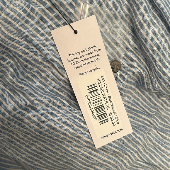 NWT Amour Vert Elio Linen Midi Dress, Blue Natural Stripe - Picture 8 of 11